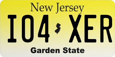 NJ license plate I04XER