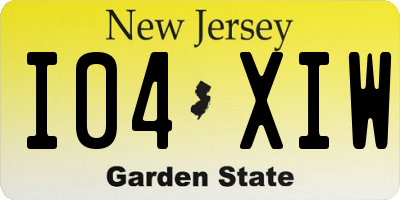 NJ license plate I04XIW