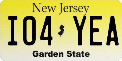 NJ license plate I04YEA