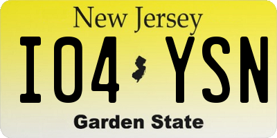 NJ license plate I04YSN