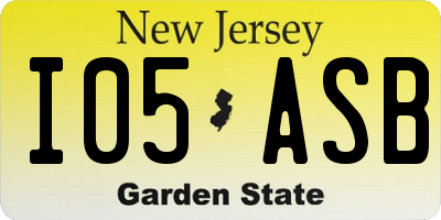 NJ license plate I05ASB