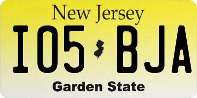 NJ license plate I05BJA