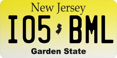 NJ license plate I05BML