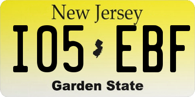 NJ license plate I05EBF