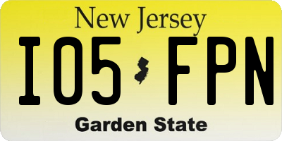 NJ license plate I05FPN