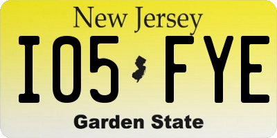 NJ license plate I05FYE