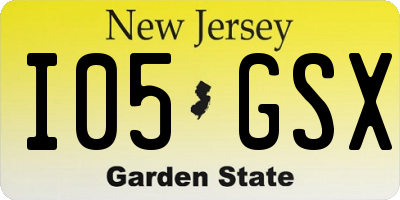 NJ license plate I05GSX