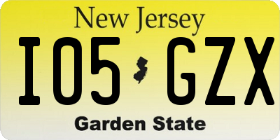 NJ license plate I05GZX