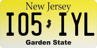 NJ license plate I05IYL