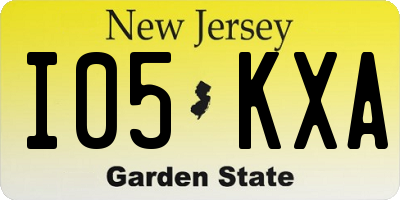 NJ license plate I05KXA