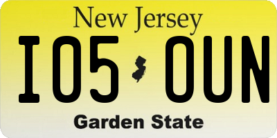 NJ license plate I05OUN