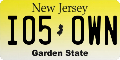 NJ license plate I05OWN