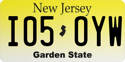 NJ license plate I05OYW