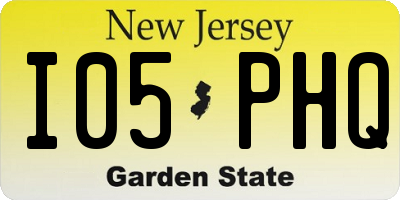 NJ license plate I05PHQ