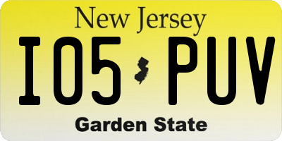 NJ license plate I05PUV
