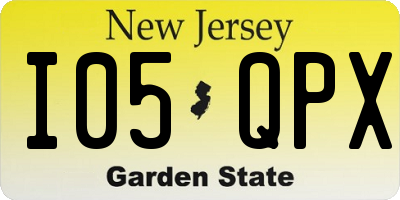 NJ license plate I05QPX