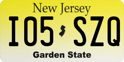 NJ license plate I05SZQ