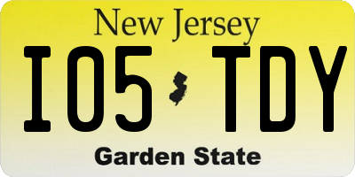 NJ license plate I05TDY