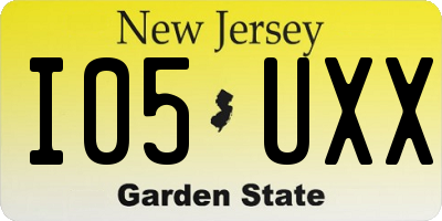 NJ license plate I05UXX