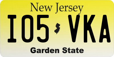 NJ license plate I05VKA