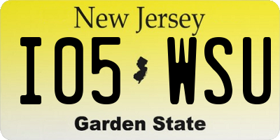NJ license plate I05WSU