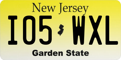 NJ license plate I05WXL