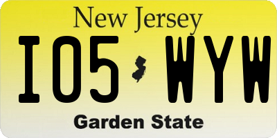 NJ license plate I05WYW