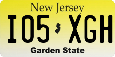 NJ license plate I05XGH