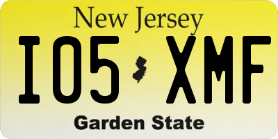 NJ license plate I05XMF