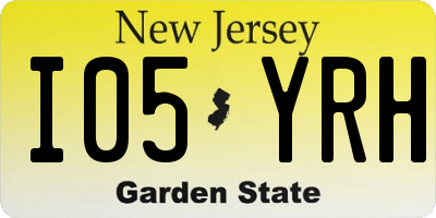 NJ license plate I05YRH
