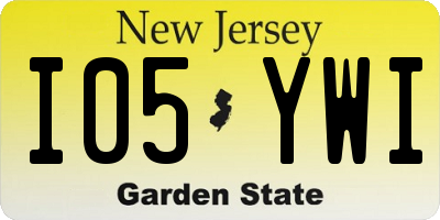 NJ license plate I05YWI