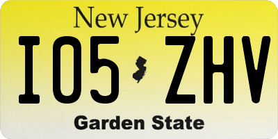 NJ license plate I05ZHV