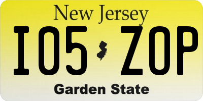 NJ license plate I05ZOP