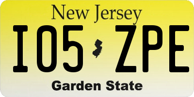 NJ license plate I05ZPE