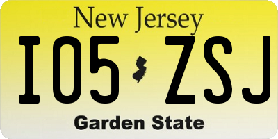 NJ license plate I05ZSJ