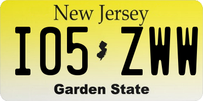 NJ license plate I05ZWW