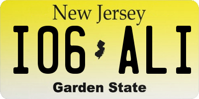 NJ license plate I06ALI