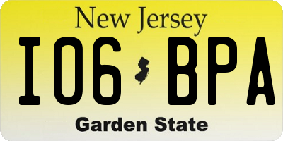 NJ license plate I06BPA