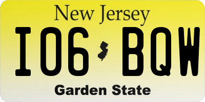 NJ license plate I06BQW