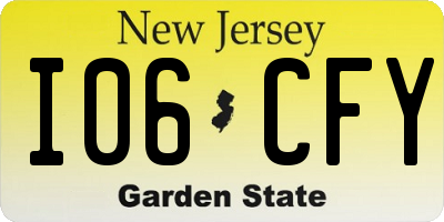 NJ license plate I06CFY
