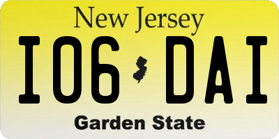 NJ license plate I06DAI