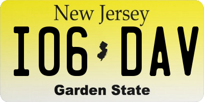 NJ license plate I06DAV