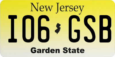 NJ license plate I06GSB