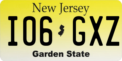 NJ license plate I06GXZ