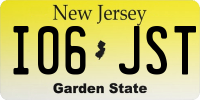 NJ license plate I06JST