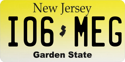 NJ license plate I06MEG