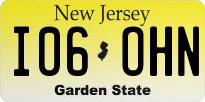 NJ license plate I06OHN