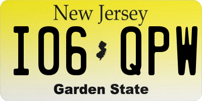 NJ license plate I06QPW