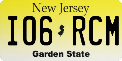 NJ license plate I06RCM