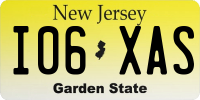 NJ license plate I06XAS